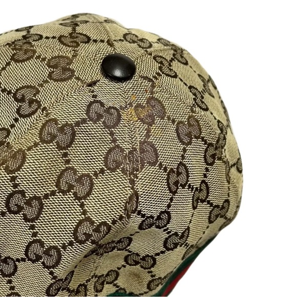 Gucci Tan Monogram Cap with Green and Red Stripe - Picture 3 of 6